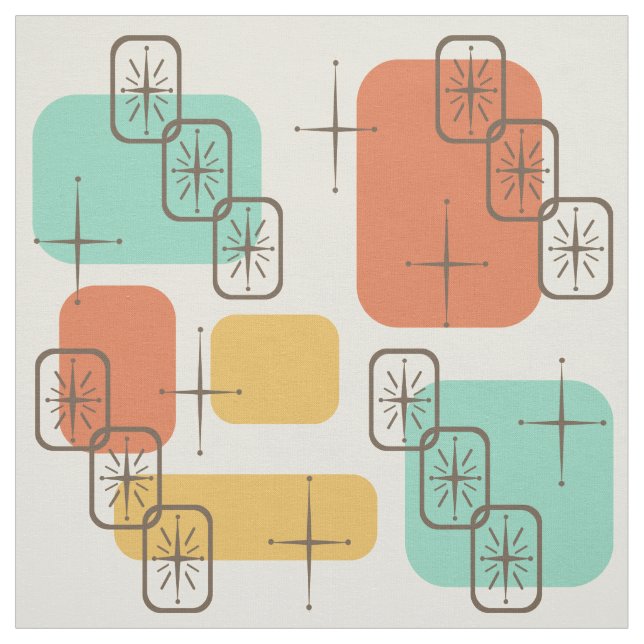 Mid Century Modern Sputnik Multicolored 1 Fabric (Swatch)