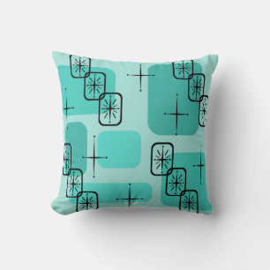 Mid Century Modern Sputnik Turquoise Cushion