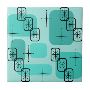 Mid Century Modern Sputnik Turquoise Tile