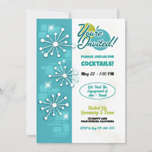 Mid-Century Modern Sputniks Engagement Party Invitation