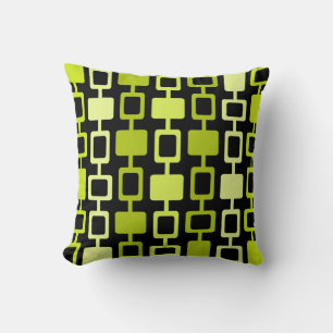 Mid Century Modern Square Columns Black Chartreuse Cushion