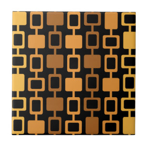 Mid Century Modern Square Columns Black Orange Tile
