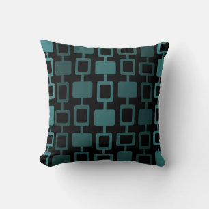 Mid Century Modern Square Columns Black Teal Cushion