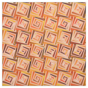 Mid-Century Modern square spirals - coral multi Fabric