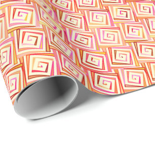 Mid-Century Modern square spirals - cream multi Wrapping Paper