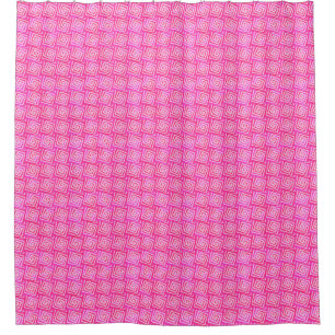 Mid-Century Modern Square Spirals, Fuchsia Pink Shower Curtain