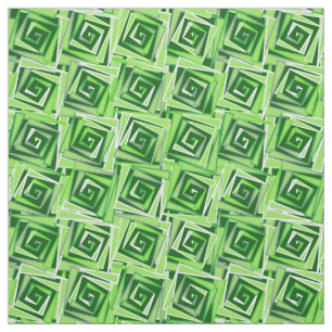 Mid-Century Modern Square Spirals, Jade Green Fabric