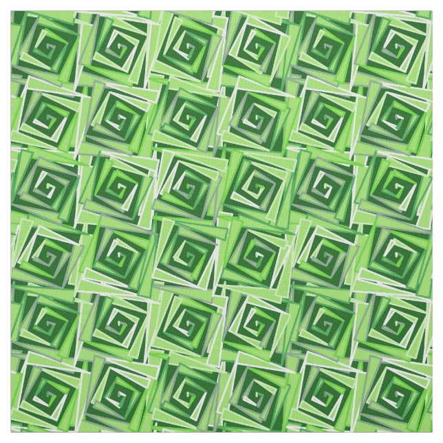 Mid-Century Modern Square Spirals, Jade Green Fabric (Swatch)