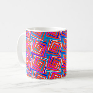 Mid-Century Modern square spirals - red multi Coffee Mug
