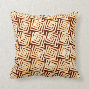 Mid-Century Modern square spirals - tan multi Cushion