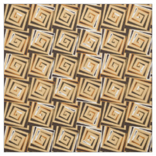 Mid-Century Modern square spirals - tan multi Fabric