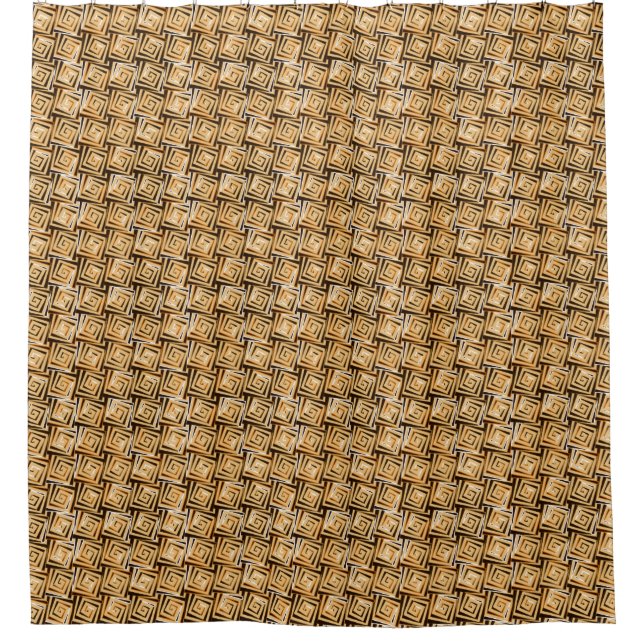 Mid-Century Modern square spirals - tan multi Shower Curtain (Front)