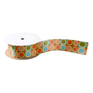 Mid Century Modern Squares And Circles Satin Ribbon