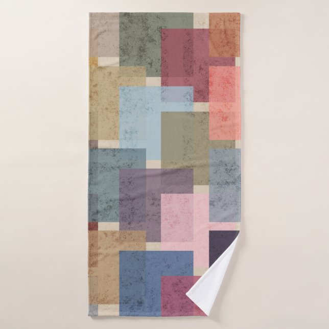 Mid Century Modern Squares Bath Towel (Bath Towel)