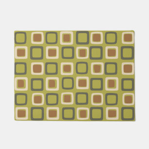 Mid Century Modern Squares Chartreuse Doormat