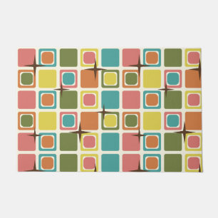 Mid Century Modern Squares Colourful Doormat