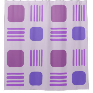 Mid-Century Modern Squares Lines Light Purple Shower Curtain