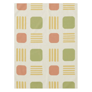 Mid-Century Modern Squares Lines Orange Green Tablecloth