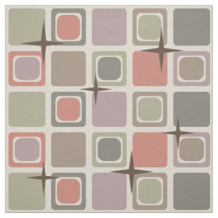 Mid Century Modern Squares Stars Multicolored Fabric
