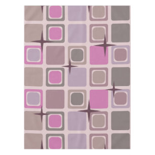 Mid Century Modern Squares Stars Pink Purple Tablecloth