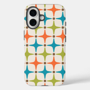 Mid Century Modern Star Pattern iPhone 16 Case