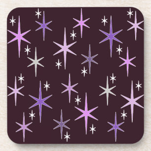 Mid Century Modern Star Sky Purple Coaster