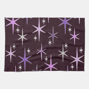 Mid Century Modern Star Sky Purple Tea Towel