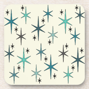 Mid Century Modern Star Sky Turquoise Coaster