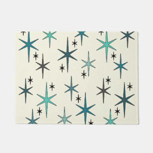 Mid Century Modern Star Sky Turquoise Doormat