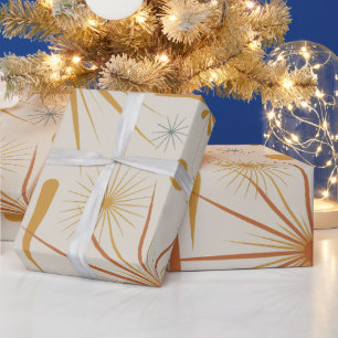 Mid-Century Modern Starburst Atomic Pattern Wrapping Paper