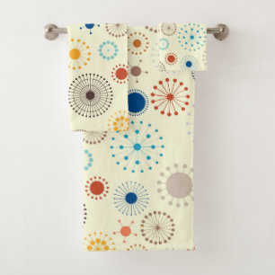 Mid Century Modern Starburst Bath Towel Set