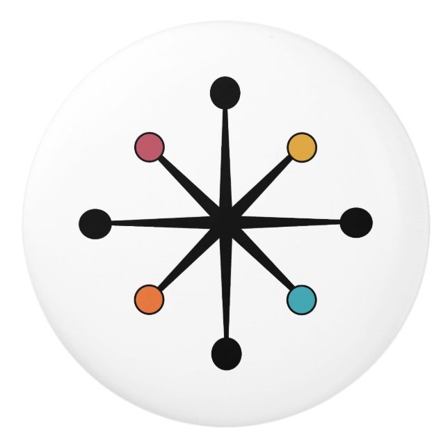 Mid Century Modern Starburst Ceramic Knob (Front)