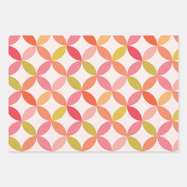 Mid century modern starburst circle  wrapping paper sheet (Front)