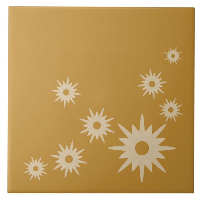 Mid-Century Modern Starburst Ochre Gold Tile (Front)