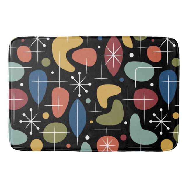 Mid Century Modern Starburst Pattern Bath Mat (Front)