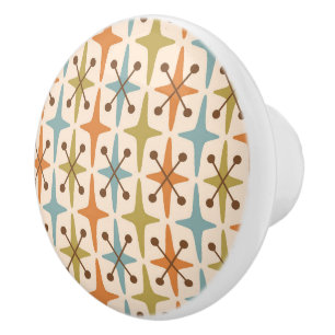 Mid Century Modern Starburst Pattern Ceramic Knob
