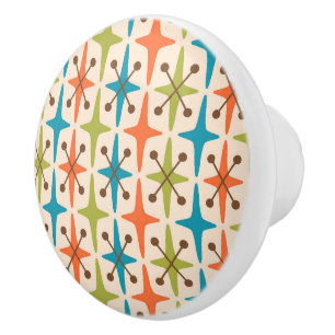 Mid Century Modern Starburst Pattern Ceramic Knob