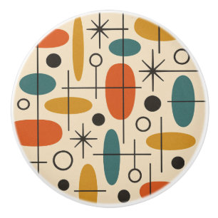 Mid Century Modern Starburst Pattern Ceramic Knob