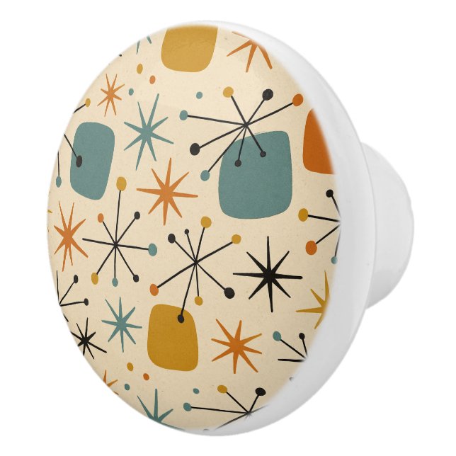 Mid Century Modern Starburst Pattern Ceramic Knob (Right)