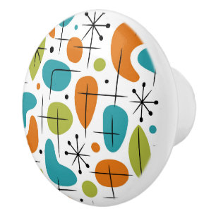 Mid Century Modern Starburst Pattern Ceramic Knob