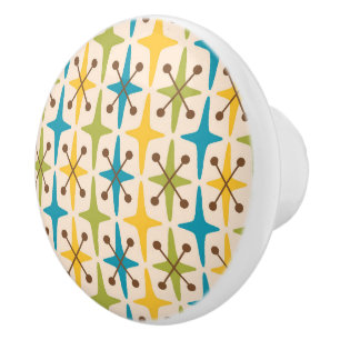 Mid Century Modern Starburst Pattern Ceramic Knob