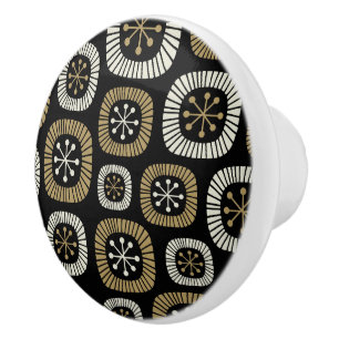 Mid Century Modern Starburst Pattern Ceramic Knob
