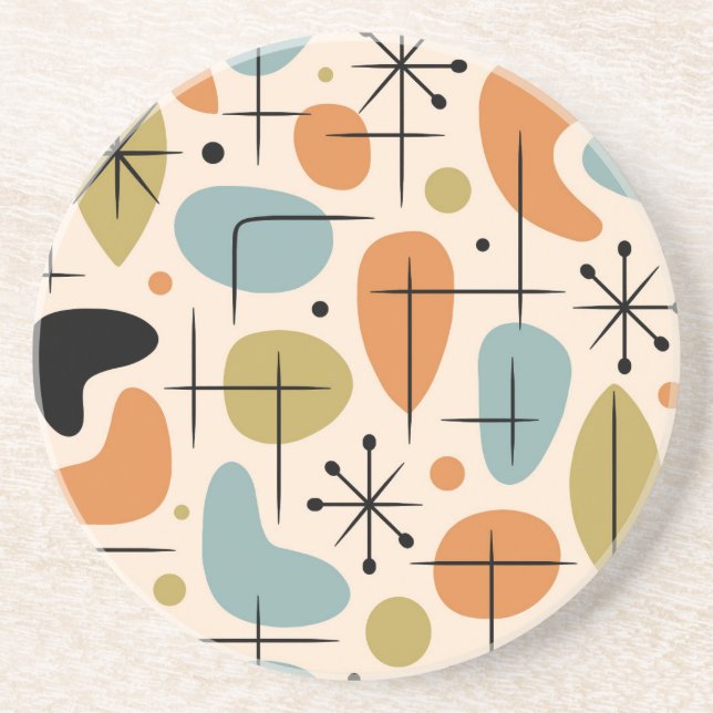 Mid Century Modern Starburst Pattern Coaster (Front)