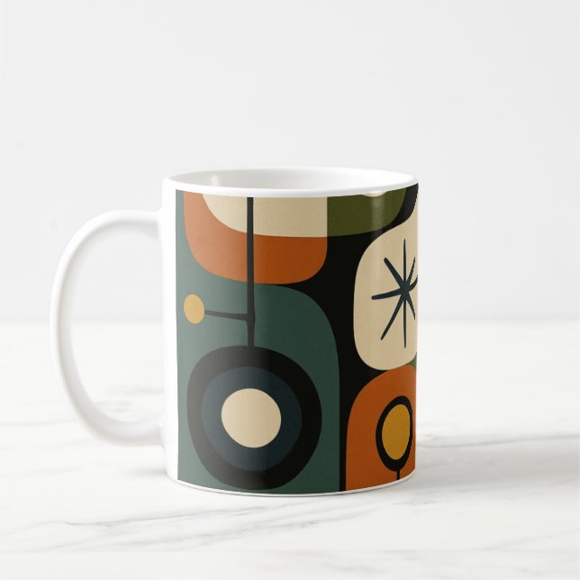 Mid Century Modern Starburst Pattern Coffee Mug (Left)