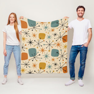 Mid Century Modern Starburst Pattern Fleece Blanket