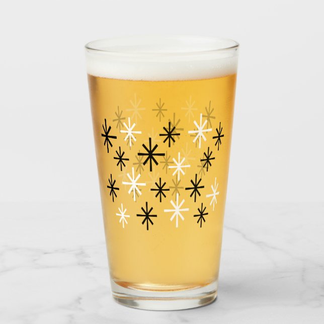 Mid Century Modern Starburst Pattern Glass (Front Filled)