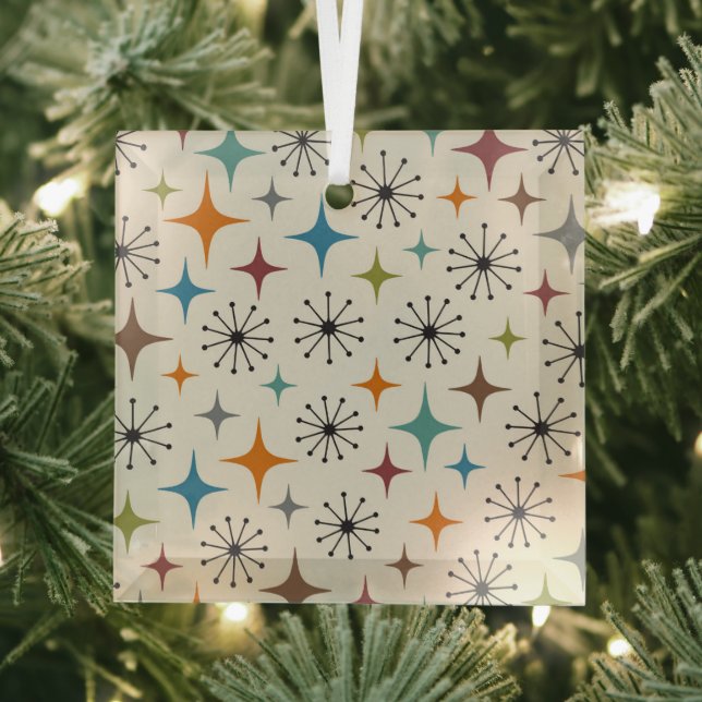 Mid Century Modern Starburst Pattern Glass Tree Decoration (Insitu)