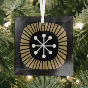 Mid Century Modern Starburst Pattern Glass Tree Decoration