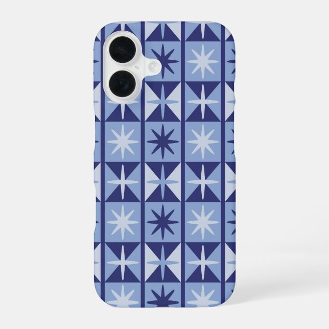 Mid Century Modern Starburst Pattern iPhone 16 Case (Back)