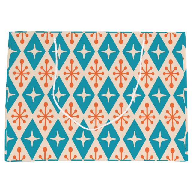 Mid-Century Modern Starburst Pattern Large Gift Bag (Front)